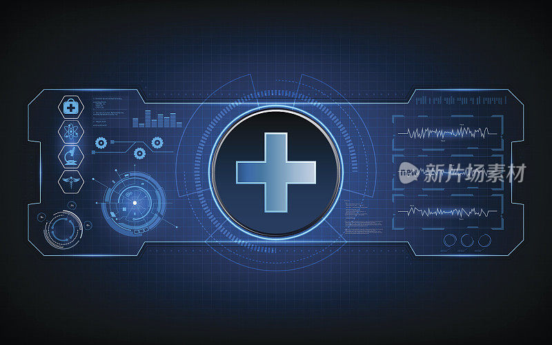 医疗保健技术hud UI虚拟科幻概念